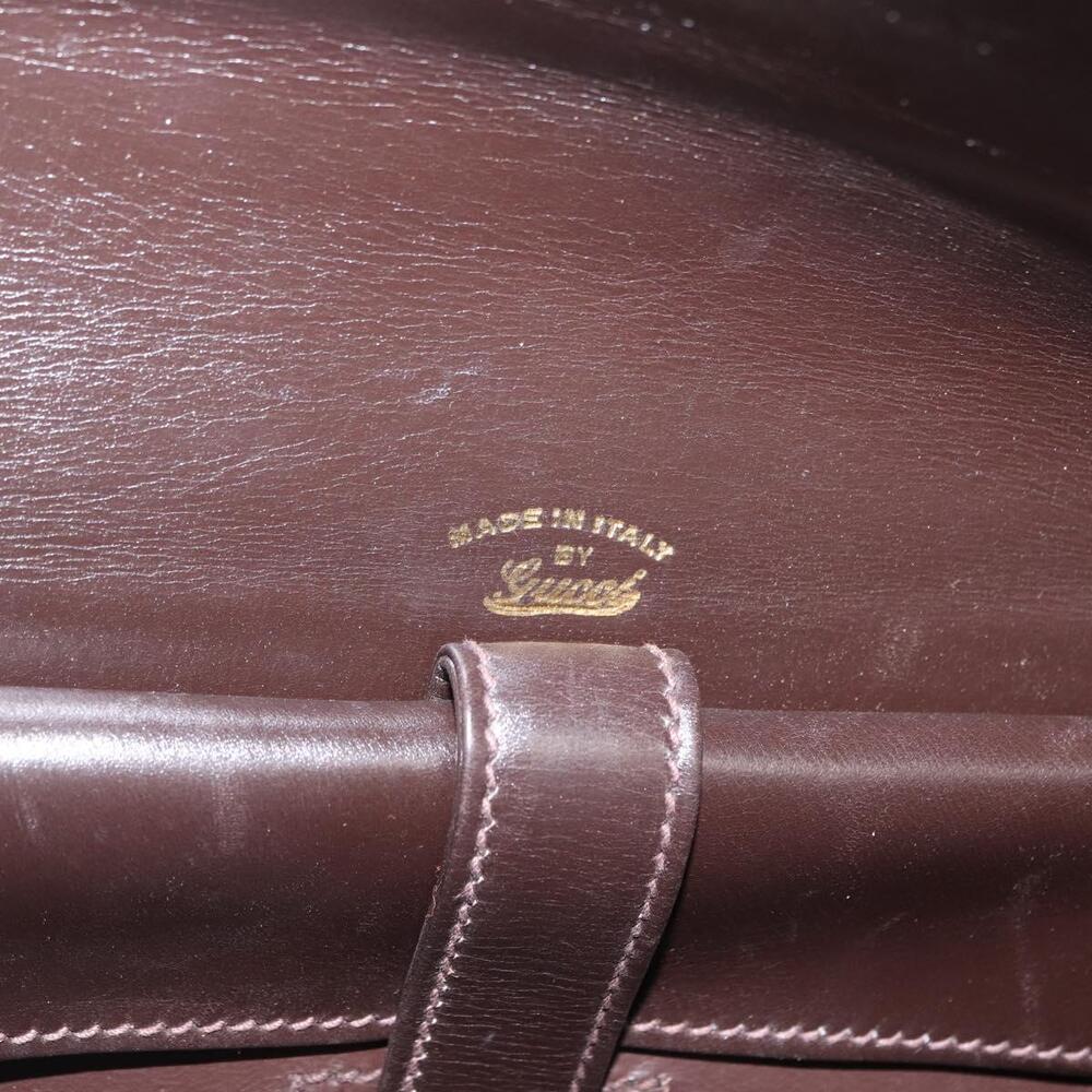 GUCCI Hand Bag Leather Dark Brown Gold Auth 161217 - Picture 11 of 16